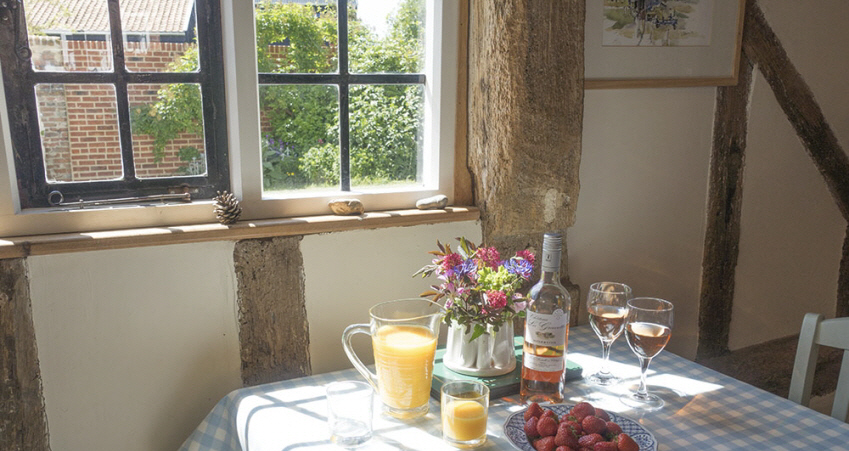 Enjoy breakfast at period property Leman Cottage, Suffolk