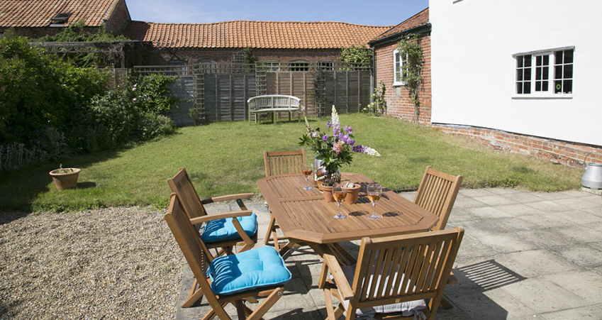 Sunny garden at Leman holiday cottage