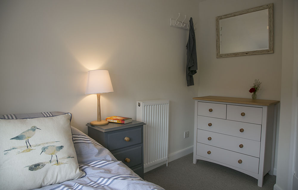 Single bedroom at Eva's holiday cottage, Suffolk